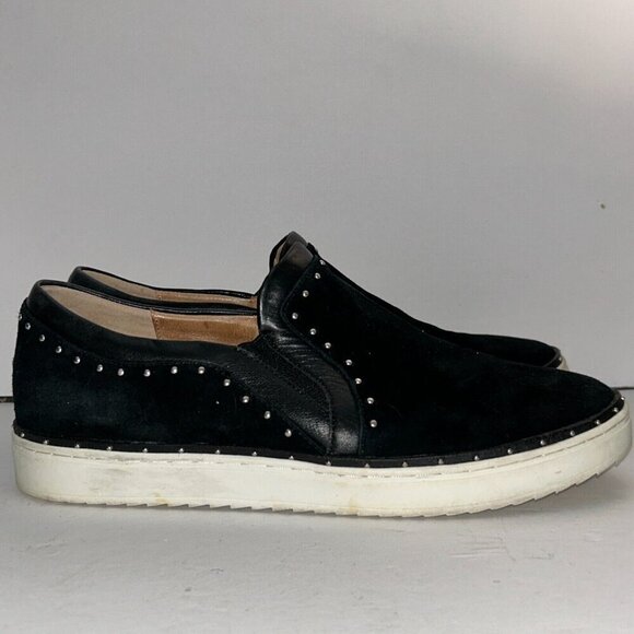 Halogen Loafers Black Suede Leather Silver Studded Slip On Womens Sz 10 M - Picture 5 of 10